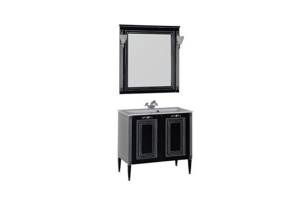 Мебель для ванной Aquanet Паола 90 черный/серебро (литьевой мрамор)