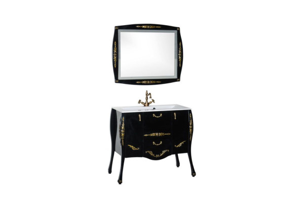 Мебель для ванной Aquanet Виктория 90 черный/золото